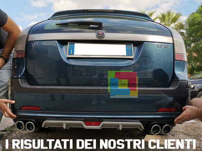 SAAB 9.3 9-3 SOTTO PARAURTI POSTERIORE DIFFUSORE QUATTRO TERMINALI ABS -