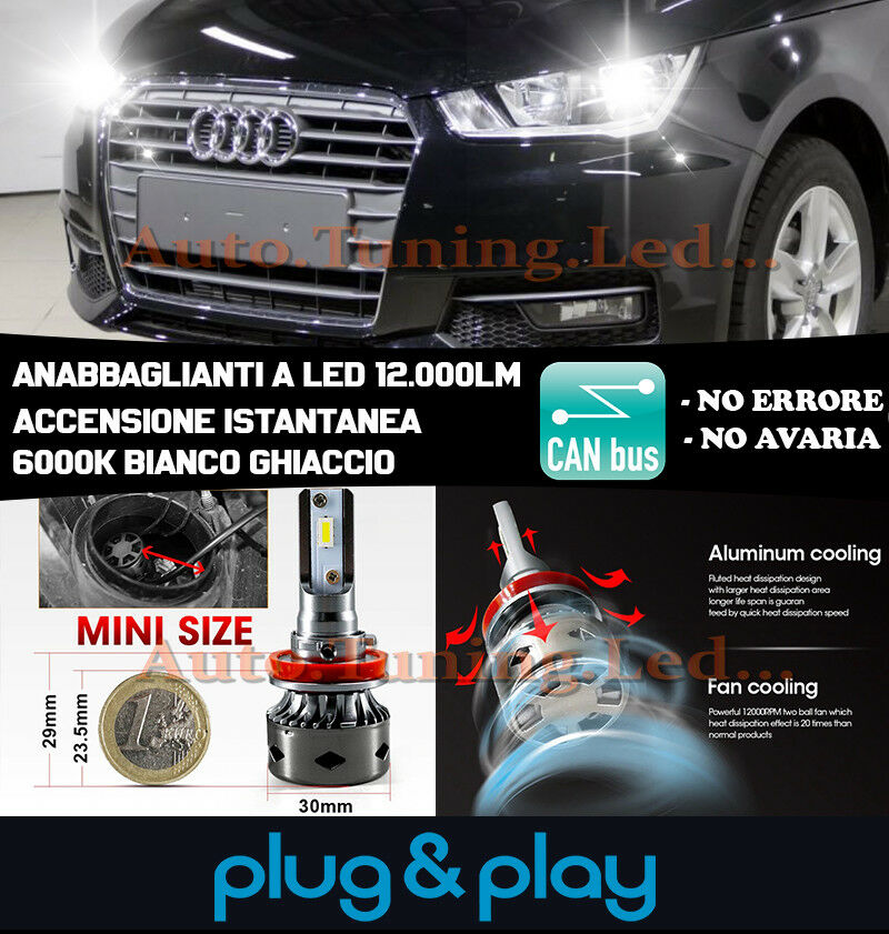 AUDI A1 8X 2010+ INSTANT NO FAILURE LED LOW BEAM HEADLIGHTS 12,000LM