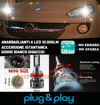 OPEL ADAM LED LOW BEAM LAMPS INSTANT NO FAILURE 12.000LM