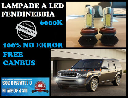 LAMPADE FENDINEBBIA H8 LED CREE RESISTENZA CANBUS 6000K LAND ROVER DISCOVERY 99+