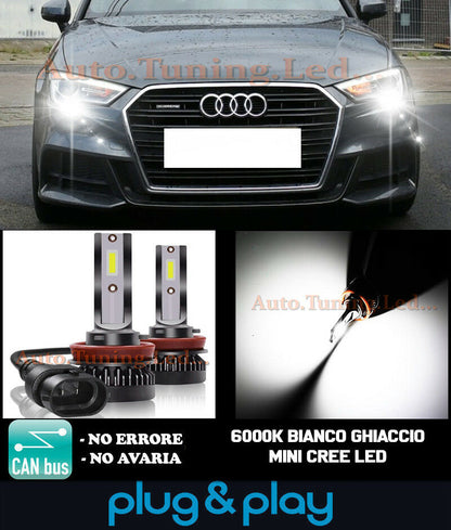 LAMPADE FENDINEBBIA A LED CREE AUDI A3 8V FACELIFT CAMBUS BIANCO GHIACCIO 8000LM