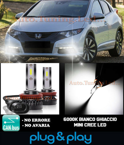 LAMPADE FENDINEBBIA A LED CREE HONDA CIVIC IX CAMBUS BIANCO GHIACCIO 8000LM