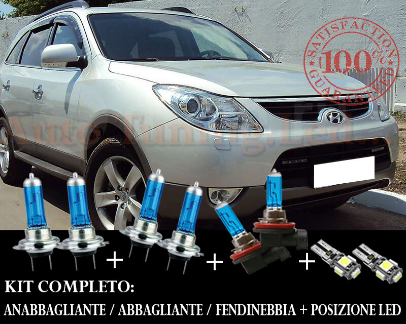 HYUNDAI IX55 2008+ SET COMPLETO LAMPADE BLU XENON + POSIZIONE A LED