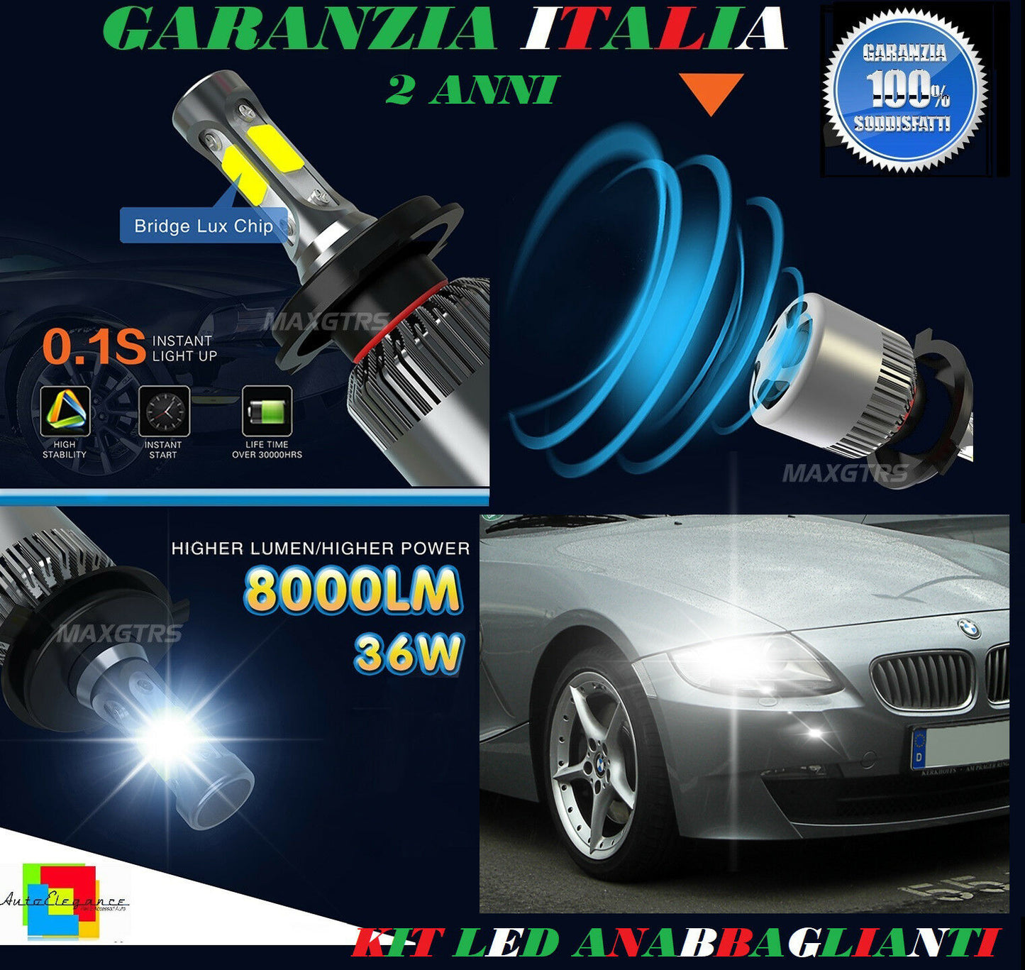 LAMPADE ANABBAGLIANTI 36W LED BMW Z4 E85 E86 2003-2009 ISTANTANEO 6000K