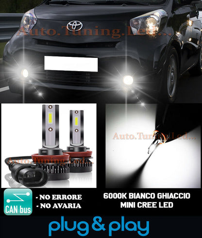 LAMPADE FENDINEBBIA A LED CREE TOYOTA IQ CAMBUS BIANCO GHIACCIO 8000LM