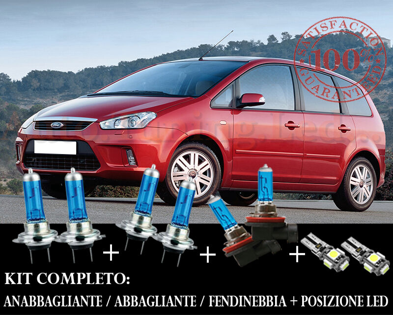 FORD FOCUS C MAX 03-07 SET COMPLETO LAMPADE BLU XENON + POSIZIONE A LED