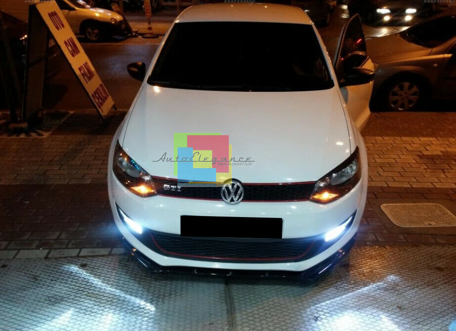 VW POLO 6R 6C 2009 AL 2016 LIP SPOILER SOTTO PARAURTI ANTERIORE ABS NERO .-