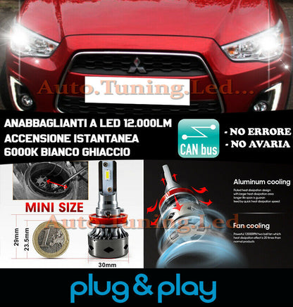 LAMPADE ANABBAGLIANTI LED MITSUBISHI ASX ISTANTANEO NO AVARIA 12.000LM