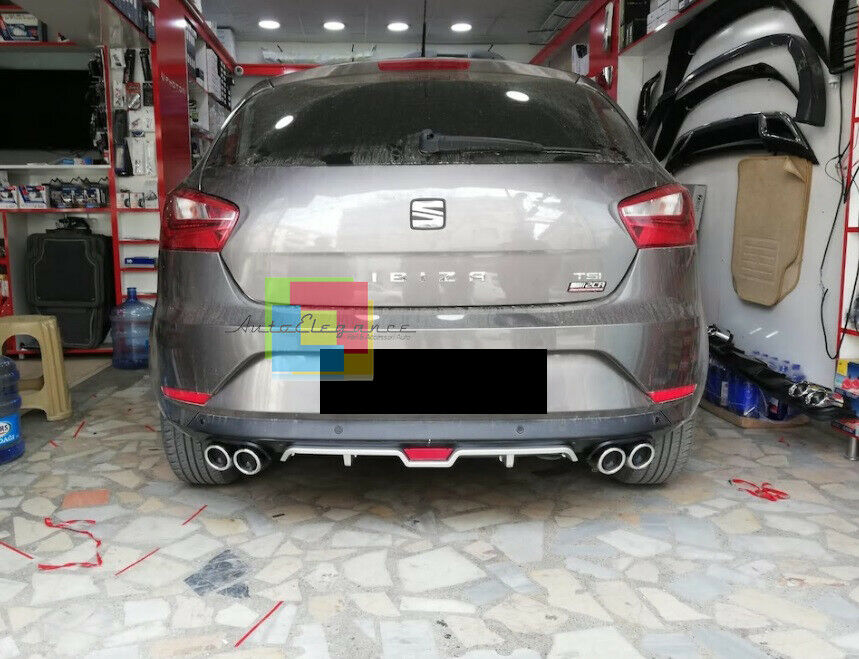 SOTTO PARAURTI POSTERIORE PER SEAT IBIZA 6J DIFFUSORE QUATTRO TERMINALI ABS -