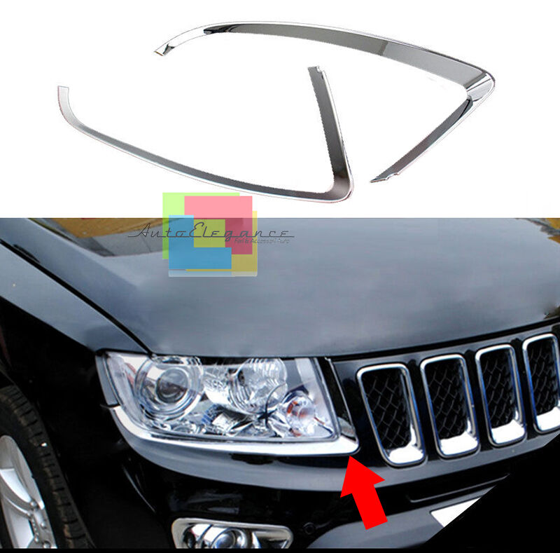 CORNICE FARI CROMATA JEEP COMPASS 2011+ MODANATURE ANTERIORI ADESIVE -.- AUTOELEGANCERICAMBI