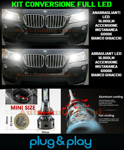 LAMPADE ANABBAGLIANTI + ABBAGLIANTI LED 16.000LM PER BMW X3 F25