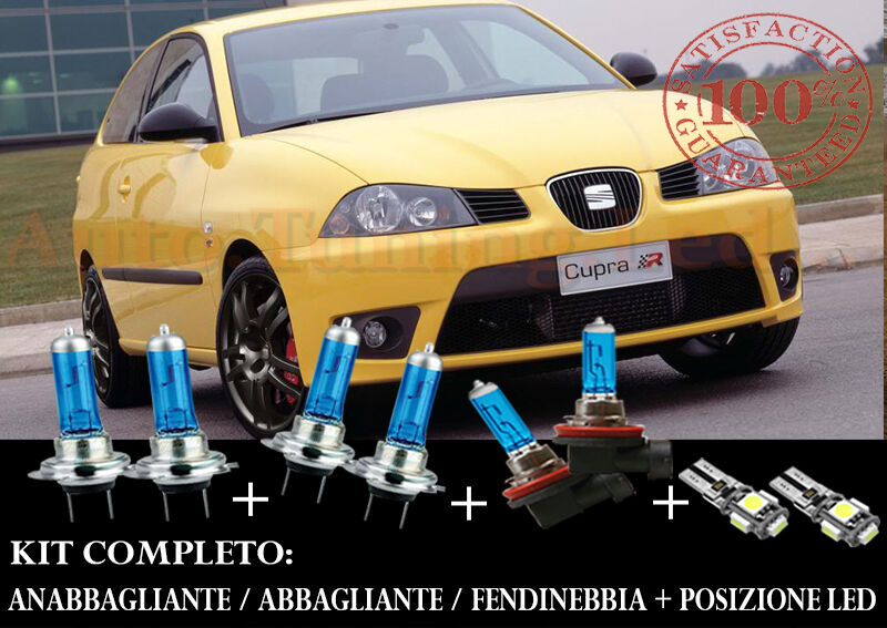 SEAT IBIZA 6L 2002-2009 COMPLETE SET BLUE XENON LAMPS + LED POSITION