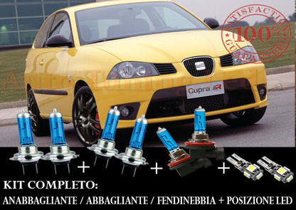 SEAT IBIZA 6L 2002-2009 COMPLETE SET BLUE XENON LAMPS + LED POSITION