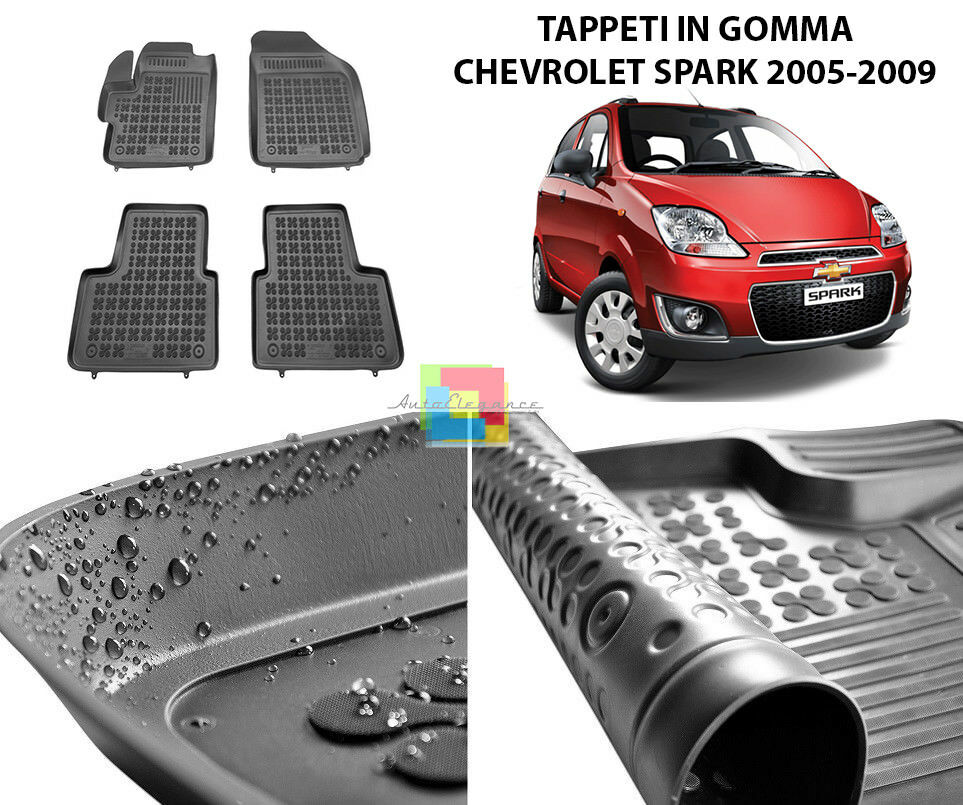 CHEVROLET SPARK 2005-2009 TAPPETINI AUTO IN GOMMA - TAPPETI TOP QUALITA -1 AUTOELEGANCERICAMBI