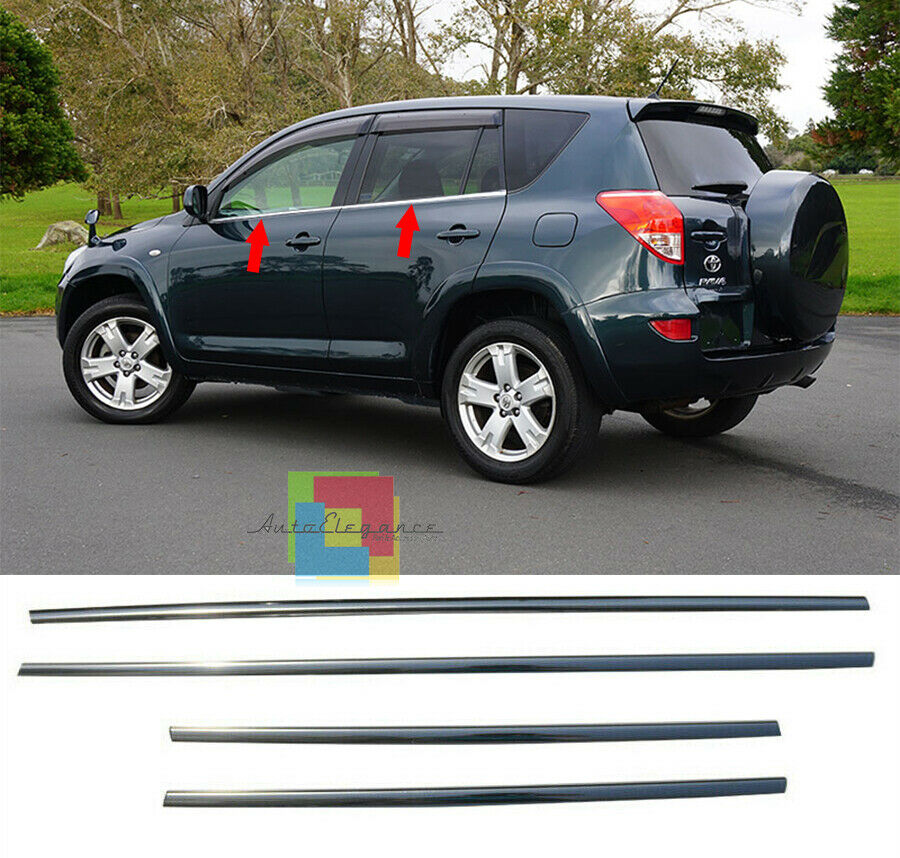 MODANATURE ADESIVE TOYOTA RAV4 III CORNICI FINESTRINI CROMATE ACCIAIO INOX .