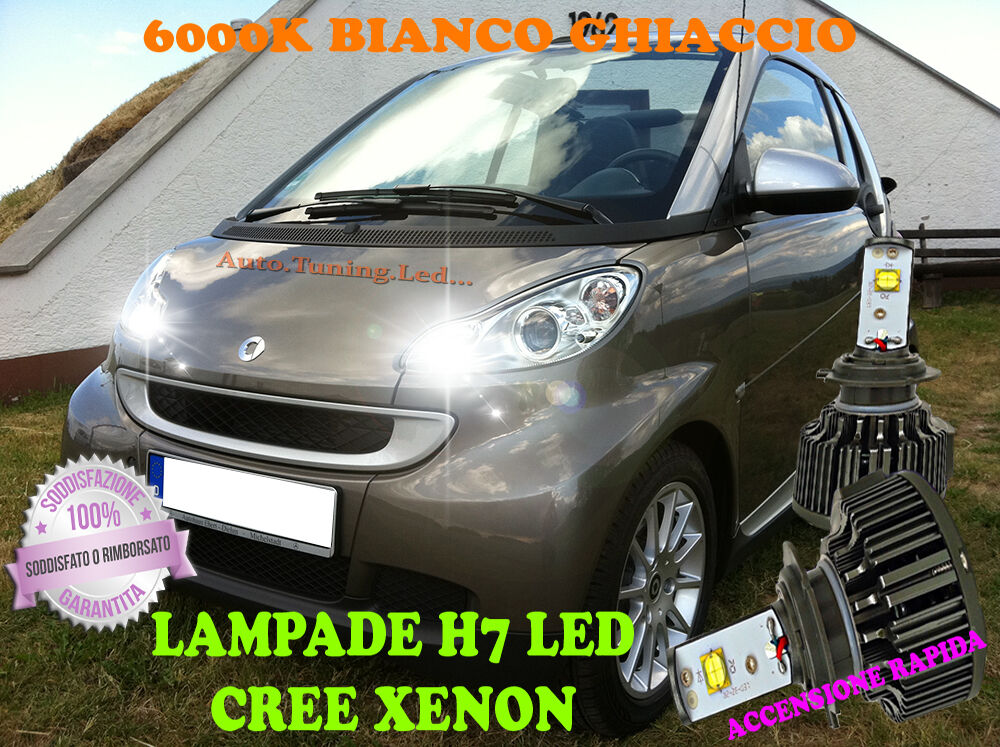 SMART 451 - LAMPADE H7 CREE XENON ABBAGLIANTE 6000K BIANCO ACCENSIONE RAPIDA