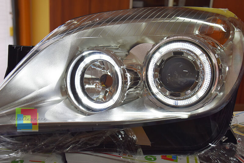 FARI SATINATI OPEL ASTRA H 2004-2007 ANELLI ANGEL EYES LED BIANCHI