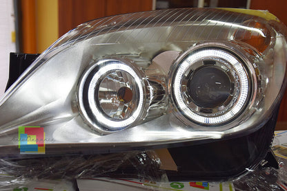 FARI SATINATI OPEL ASTRA H 2004-2007 ANELLI ANGEL EYES LED BIANCHI