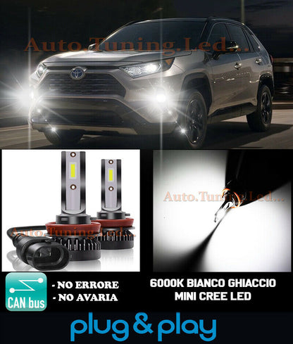 LAMPADE FENDINEBBIA A LED CREE TOYOTA RAV-4 V CAMBUS BIANCO GHIACCIO 8000LM
