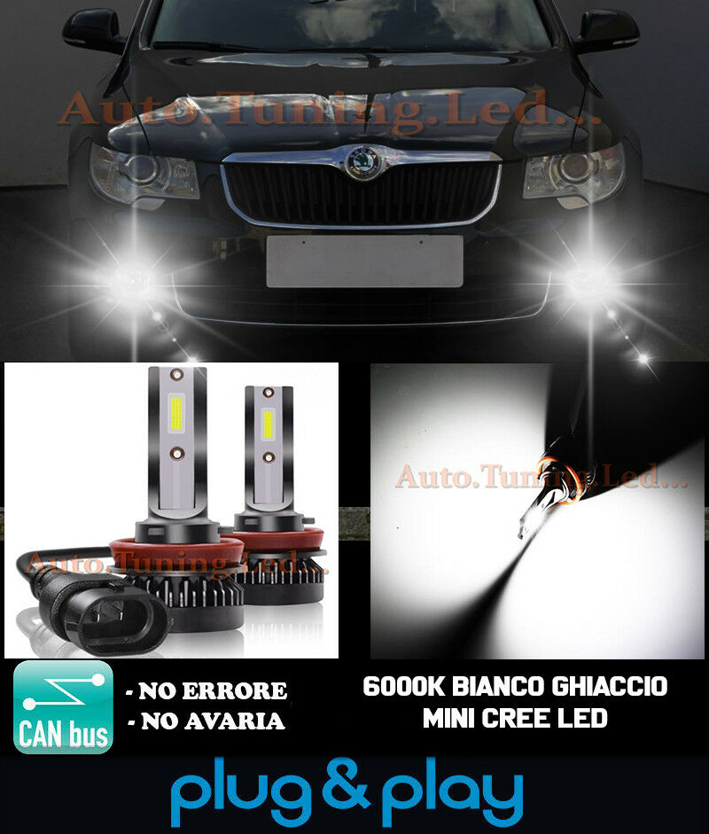 LAMPADE FENDINEBBIA A LED CREE SKODA SUPERB II CAMBUS BIANCO GHIACCIO 8000LM