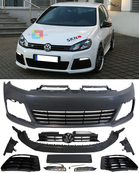 VW GOLF 6 2008-2012 PARAURTI ANTERIORE COMPLETO LOOK R20 + LUCI DIURNE