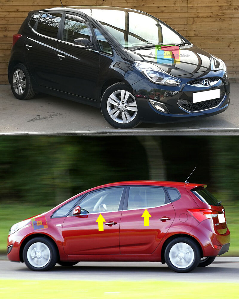 MODANATURE ADESIVE HYUNDAI IX20 2010+ CORNICE FINESTRINI CROMATA ACCIAIO INOX -.