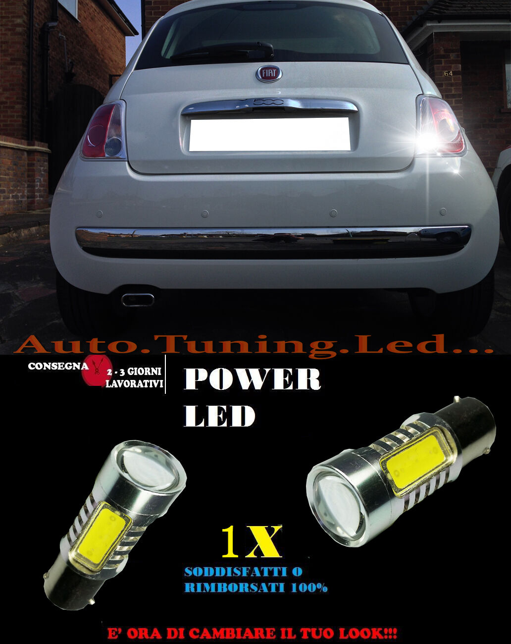 FIAT 500 6000K LAMPADA RETROMARCIA A LED P21W BA15S CANBUS NO ERROR