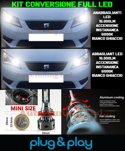 LAMPADE ANABBAGLIANTI + ABBAGLIANTI LED 16.000LM PER SEAT LEON 5F