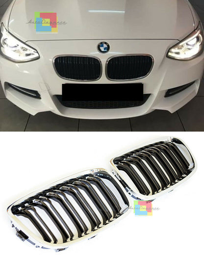 GRIGLIE BMW SERIE 1 F20 F21 2010-2014 CALANDRA DOPPIA STRISCIA M1 BORDO CROMATO