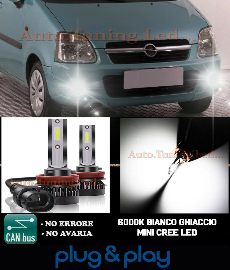 LAMPADE FENDINEBBIA A LED CREE OPEL AGILA A CAMBUS BIANCO GHIACCIO 8000LM
