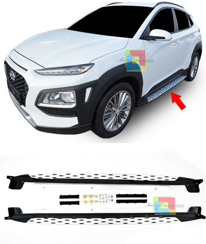 PEDANE LATERALI TOP QUALITA&apos; PER HYUNDAI KONA 2017 IN POI SOTTOPORTA ANTISCIVOLO