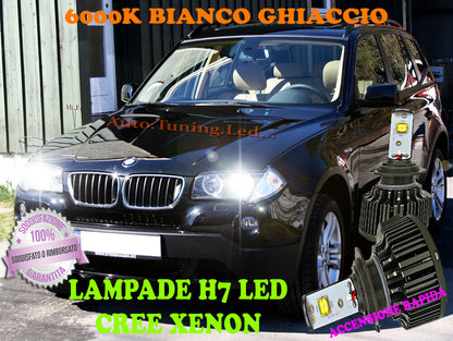 BMW X3 E83 LAMPADE H7 CREE XENON ANABBAGLIANTE 6000K BIANCO SOLO FARI ALOGENI AUTOELEGANCERICAMBI