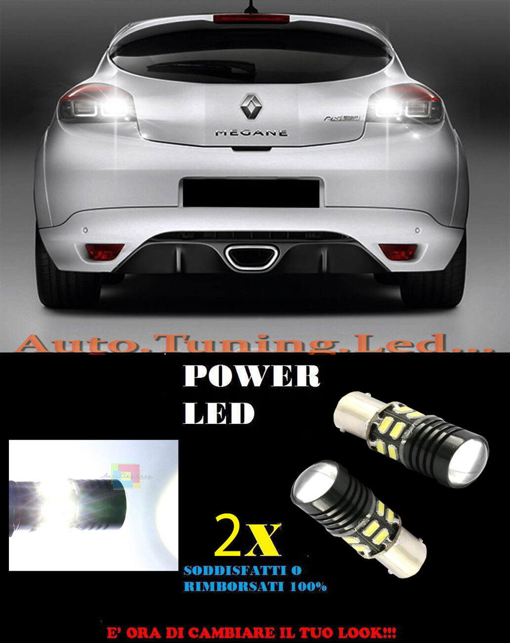 LAMPADE RETROMARCIA A LED P21W BA15 RENAULT MEGANE 3 6000K CANBUS NO ERROR