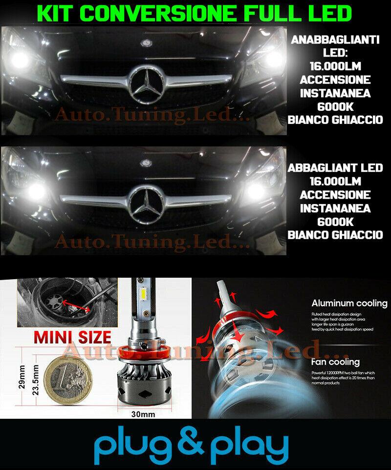 LAMPADE ANABBAGLIANTI + ABBAGLIANTI DIURNE MERCEDES CLA NO AVARIA 16.000LM