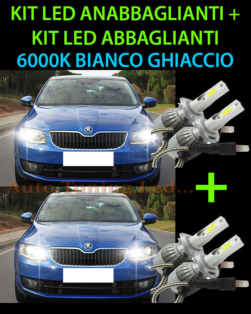 KIT LED LAMPADE ABBAGLIANTI & ANABBAGLIANTI PER SKODA OCTAVIA III 2013 IN POI -.