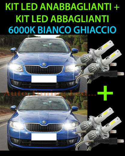 KIT LED LAMPADE ABBAGLIANTI & ANABBAGLIANTI PER SKODA OCTAVIA III 2013 IN POI -.