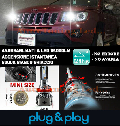 LAMPADE ABBAGLIANTI LED JEEP COMPASS 2011-2016 ISTANTANEO 6000K CREE