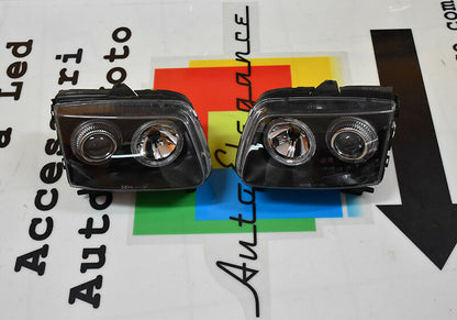 VW POLO 6N 1999-2001 RESTYLING FARI ANTERIORI ANGEL EYES LED FANALI LENTICLARI
