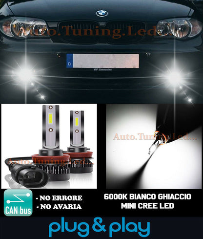 LAMPADE FENDINEBBIA A LED CREE BMW E87 E81 E82 E88 CAMBUS BIANCO GHIACCIO 8000LM