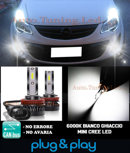 LAMPADE FENDINEBBIA A LED CREE OPEL CORSA D LIFT CAMBUS BIANCO GHIACCIO 8000LM