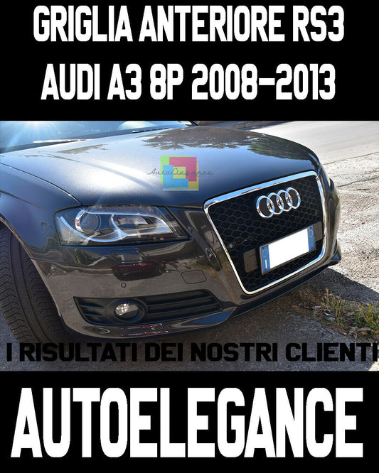 AUDI A3 8P 2008-2012 GRIGLIA ANTERIORE LOOK RS3 CALANDRA A NIDO D&apos;APE AUTOELEGANCERICAMBI