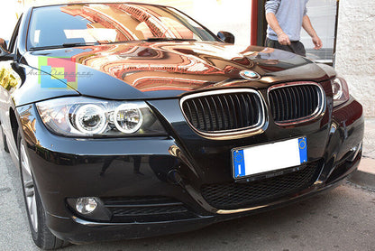BMW SERIE 3 E90 E91 2005 - 2011 FARI NERI CON ANELLI ANGEL EYES LED BIANCHI AUTOELEGANCERICAMBI