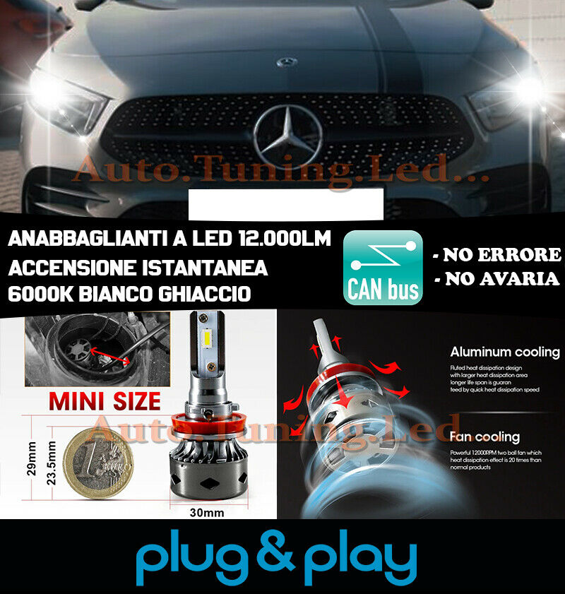 MERCEDES A-CLASS W177 INSTANT NO FAILURE LED LOW BEAM HEADLIGHTS 12,000LM