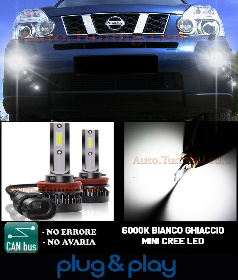 LAMPADE FENDINEBBIA A LED CREE NISSAN X-TRAIL II CAMBUS GHIACCIO 8000LM