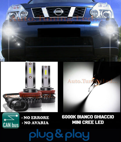LAMPADE FENDINEBBIA A LED CREE NISSAN X-TRAIL II CAMBUS GHIACCIO 8000LM