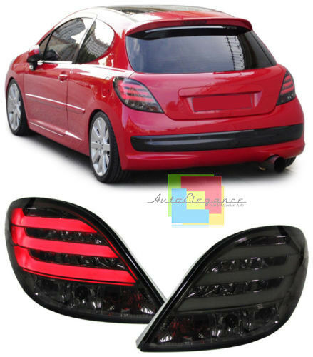 LIGHTBAR LED REAR LIGHTS PEUGEOT 207 2006+ BLACK SMOKED LIGHTS