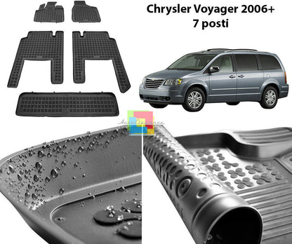 CHRYSLER VOYAGER 2006+ 7 POSTI TAPPETINI AUTO IN GOMMA - TAPPETI TOP QUALITA -1 AUTOELEGANCERICAMBI