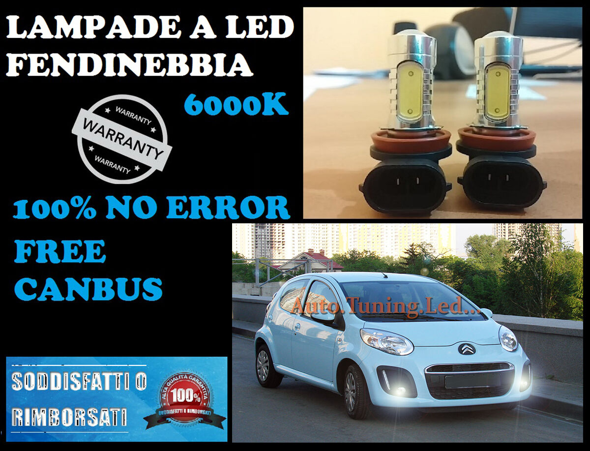 LAMPADE FENDINEBBIA H8 LED CREE RESISTENZA CANBUS 6000K CITROEN C1 2005 IN POI