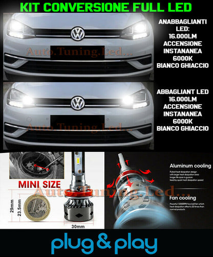 LOW BEAM + HIGH BEAM LED 16,000LM LAMPS FOR GOLF 7 FACELIFT