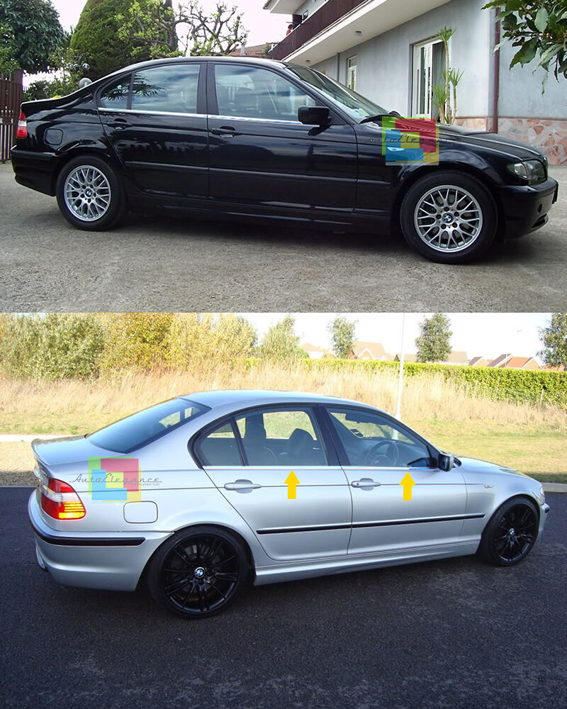 CORNICE FINESTRINI CROMATA BMW SERIE 3 E46 98-05 BERLINA MODANATURE ADESIVE .- AUTOELEGANCERICAMBI